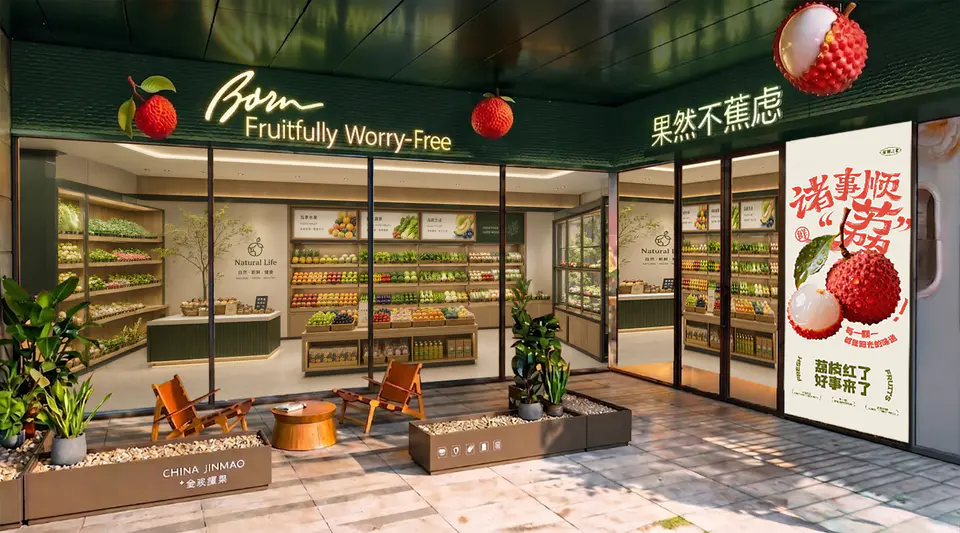 2026.04 天津金茂观棠商街包装 果蔬店效果图