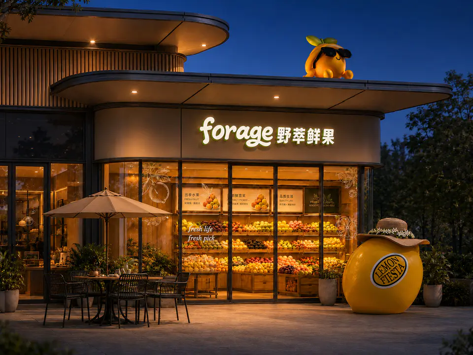 2026.05 雄安东南二期商街包装 二稿 · 水果店夜景